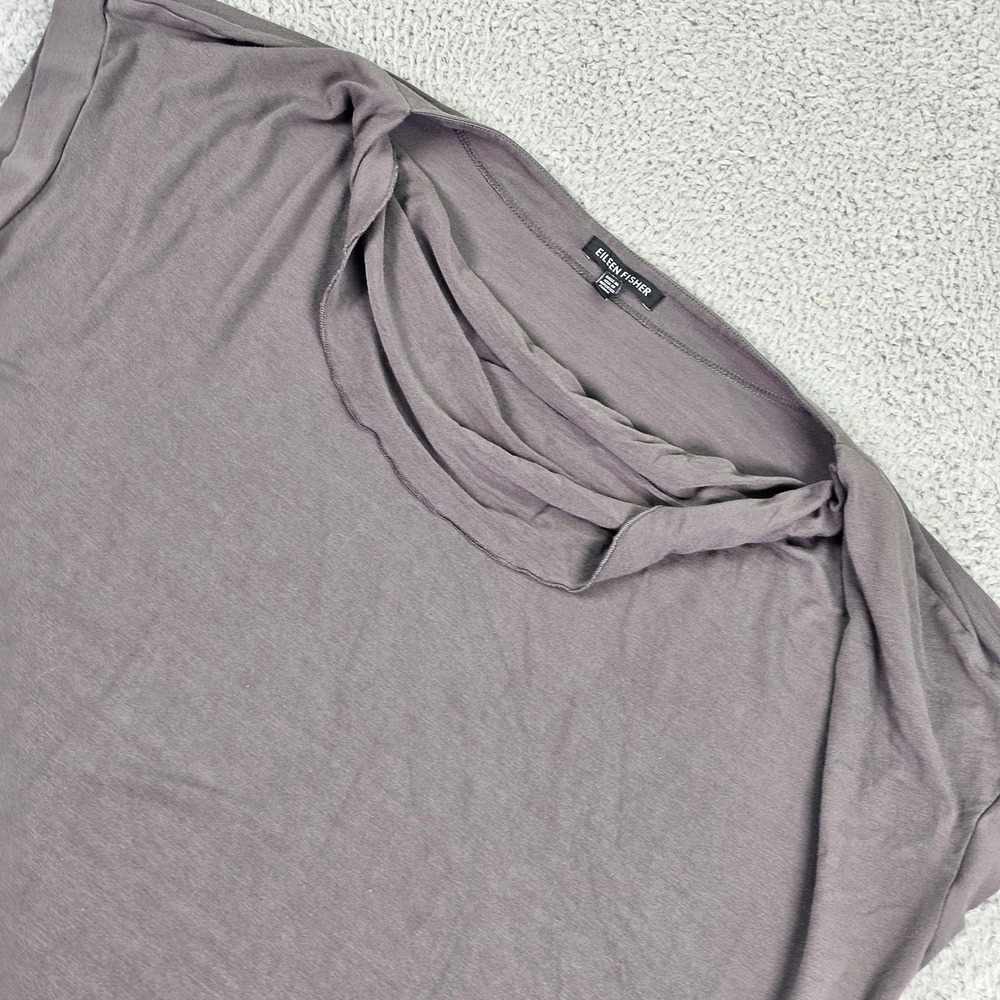 Eileen Fisher Tank Top Womens Medium Gray Cowl Neck Jersey Tunic Soft Stretch